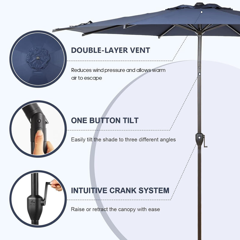 9FT Lyon Outdoor Patio Umbrella Outdoor Table Umbrella with Push