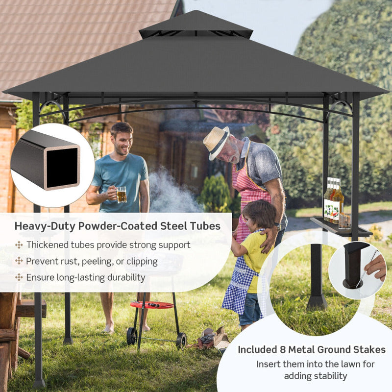 8 X 5 Feet Outdoor Double-Tiered Barbecue Grill Gazebo Canopy Tent BBQ