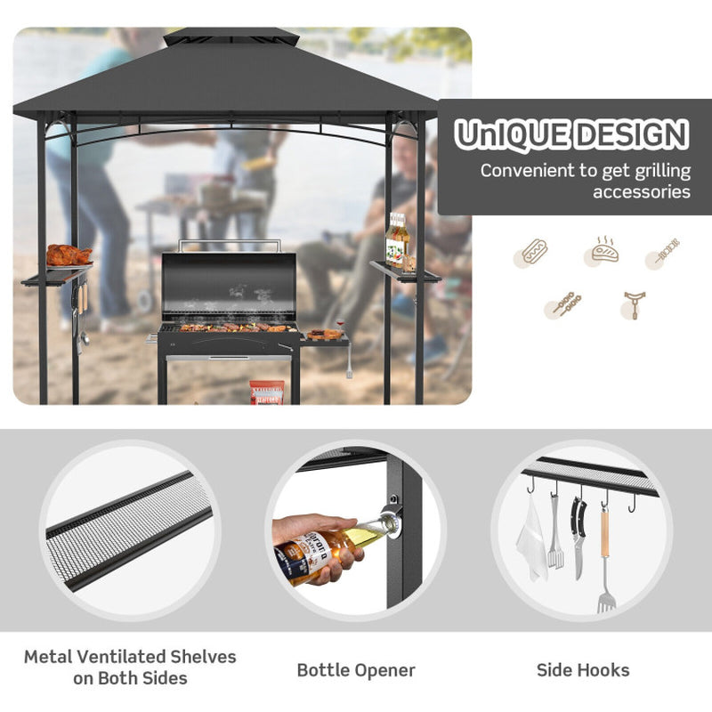 8 X 5 Feet Outdoor Double-Tiered Barbecue Grill Gazebo Canopy Tent BBQ