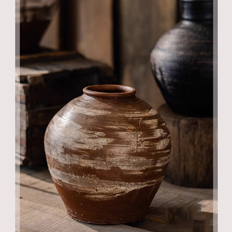 Vintage Wabi-Sabi Style Ceramic Jar