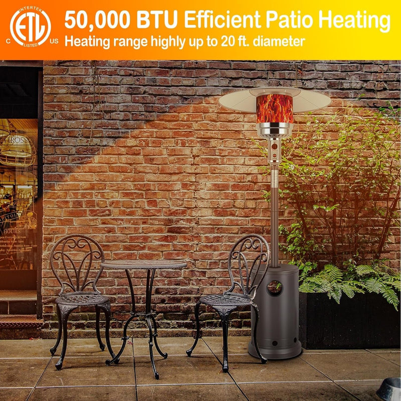 50,000 BTU Propane Patio Heater with Table Design, Stainless Steel