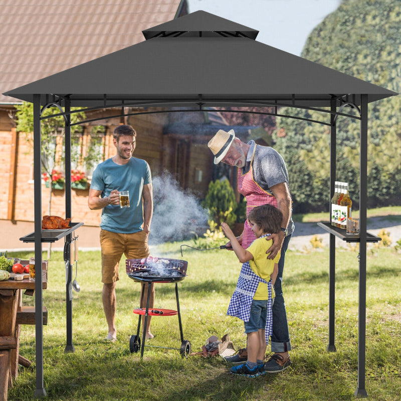 8 X 5 Feet Outdoor Double-Tiered Barbecue Grill Gazebo Canopy Tent BBQ